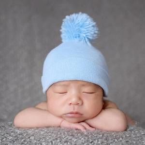 NEW ILYBEAN nursery hat with pompom in blue